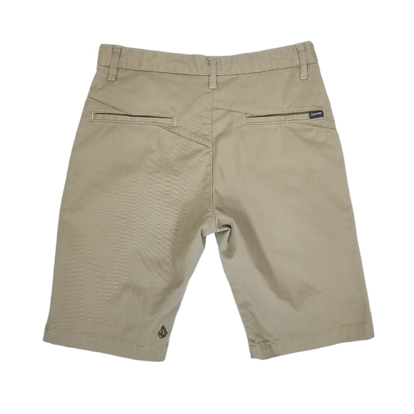 Volcom Mens Frickin Modern Stretch Khaki Tan Chino Shorts Size 28 - Picture 2 of 5